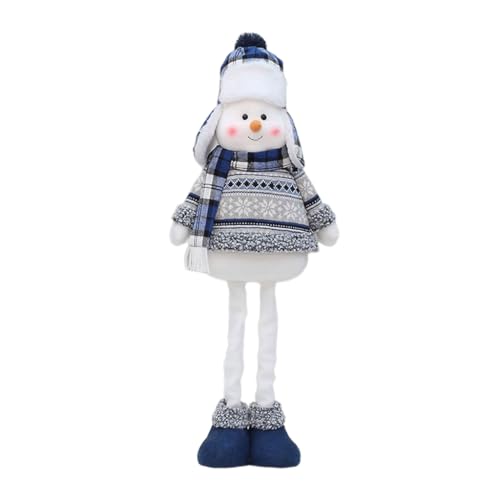 Xchon Blauer Weihnachts-Schneemann mit warmer Mütze und Schal, Plüschstoff, Teleskop-Schneemann, Stehfigur von Xchon