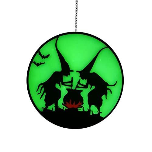 Xchon Halloween-Glas-Hexen-Anhänger für kreative Charm-Ornamente, Zubehör für drinnen und draußen, Garten, Hof, Dekoration von Xchon