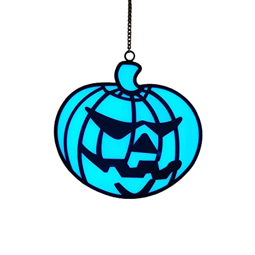 Xchon Lustiger Halloween-Kürbis-Anhänger aus Glas für kreative Charm-Ornamente, Zubehör für drinnen und draußen, Garten, Hof, Dekoration von Xchon