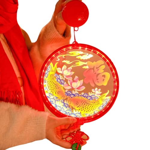 Xchon Neujahr 2024 Dekoration Hängende Anhänger LED Lampe Chinesisches Frühlingsfest Segen Kranz mit chinesischem Knoten von Xchon