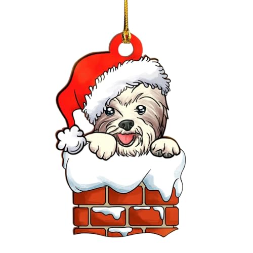 Xchon Weihnachts-Hunde-Ornament, Acryl, Weihnachtsbaum, hängende Anhänger, Schild, Statue, Dekorationen, 2023, Neujahrsparty-Zubehör von Xchon