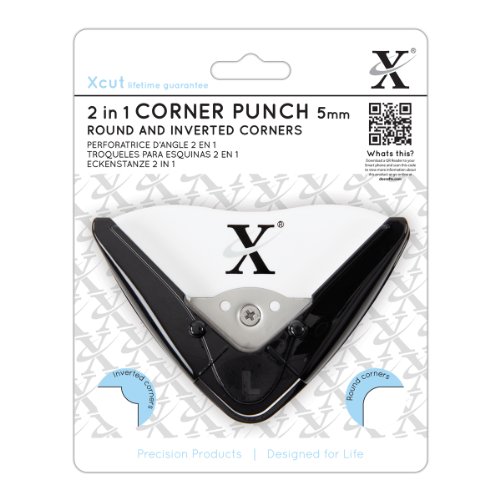 X Cut Locher 2-in-1 Eckenschneider Für abgerundete und invertierte Ecken, schwarz/weiß, 5mm radius von Xcut