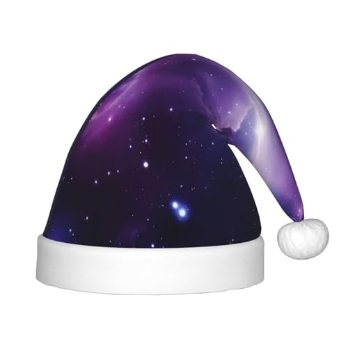 Xdcywbzdbc Galaxy Starry Space Purple Starry Santa Claus Hat Kids Santa Claus Hat Upscale Santa Claus Hat Plush Santa Claus Hat Velvet Top With Artificial Wool Ball Celebration Party Supplies von Xdcywbzdbc