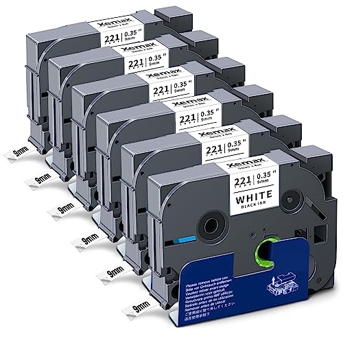 6x XemaX Kompatibel TZe-221 9mm Brother Ersatz für Brother TZe-221 9mm Schriftband P-Touch Tape Weiß, Brother TZe-221 TZe 221 TZe221 AZe-221 für Brother P-Touch PT-H107B PT-D600 PT-D450 PT-D400VP 6x XemaX Kompatibel TZe-221 9mm Brother Ersatz für Brother TZe-221 9mm Schriftband P-Touch Tape Weiß, Brother TZe-221 TZe 221 TZe221 AZe-221 für Brother P-Touch PT-H107B PT-D600 PT-D450 PT-D400VP von XemaX
