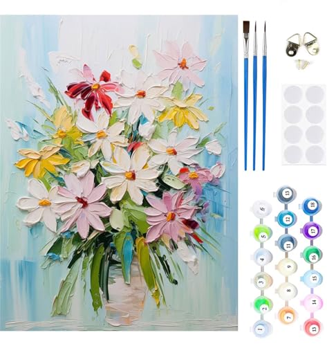 Malen Nach Zahlen Blume,Retro Malen Nach Zahlen Kinder Anfänger,Malen-Nach-Zahlen ab 7 8 9 Jahre Mädchen Geschenke,DIY Ölgemälde Set Pinseln Acrylpigment Leinwan,Home Wanddeko Wohnzimme 60x80cm M-352 von Xeoyenle