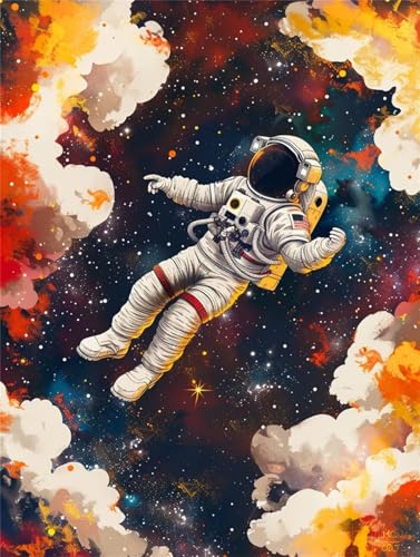 Malen Nach Zahlen Erwachsene Astronaut,Malen Nach Zahlen Sternenklarer Himmel Ölgemälde Leinwand Kit für Anfänger,Mit 3-Pinseln und Acrylfarbe,für Home Wanddeko Wohnzimmere Mädchen 55x70cm LY-2064 von Xeoyenle