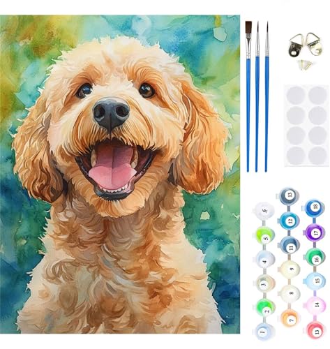 Malen Nach Zahlen Erwachsene Hund Malen Nach Zahlen Tier Paint by Numbers für Anfänger,DIY Handgemalt Ölgemälde Leinwand Kit mit Pinseln Acrylfarben Bastelset,Home Wand Dekor Geschenk 70X95cm M-262 von Xeoyenle