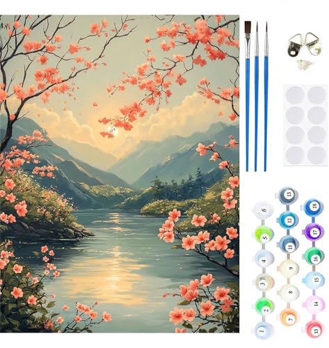 Malen Nach Zahlen Erwachsene Landschaft Malen Nach Zahlen Tier Paint by Numbers für Anfänger,DIY Handgemalt Ölgemälde Leinwand Kit mit Pinseln Acrylfarben Bastelset,Home Wand Dekor Gifts 40x30cm M-234 von Xeoyenle