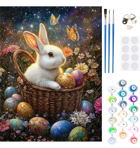 Malen Nach Zahlen Erwachsene Ostern Malen Nach Zahlen Blume Paint by Numbers für Anfänger,DIY Handgemalt Ölgemälde Leinwand Kit mit Pinseln Acrylfarben Bastelset,Home Wand Dekor Geschenk 70X95cm M-253 von Xeoyenle