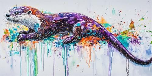 Malen Nach Zahlen Erwachsene Tier Malen Nach Zahlen Otter Malen Nach Zahlen ab 7 8 9 Jahre Mädchen Geschenk,DIY Handgemalt Ölgemälde Kit für Anfänger mit 3 Pinseln und Acrylfarbe,100x200cm mit Rahmen von Xeoyenle