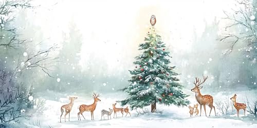 Malen Nach Zahlen Erwachsene Weihnachtsbaum Malen Nach Zahlen Tier Malen Nach Zahlen ab 8 9 Jahre Mädchen Geschenk,DIY Handgemalt Ölgemälde Kit für Anfänger 3 Pinseln Acrylfarbe,100x200cm mit Rahmen von Xeoyenle