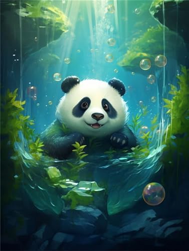 Malen nach Zahlen Erwachsene Panda DIY Ölmalerei Tier Malen nach Zahlen Kinder Kits, auf Leinwand Acrylmalerei Nach Zahlen mit Pinseln Leinwand, Wanddeko Wohnzimmer 45x60cm(Rahmenlos) LY-3074 von Xeoyenle