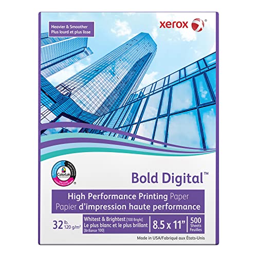 Xerox® Bold Digital™ Druckpapier, Briefgröße, 100 Helligkeit, 14,5 kg Text (120 g/m²), FSC®-zertifiziert, Weiß, Ries mit 500 Blatt von Xerox