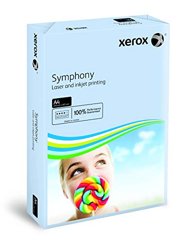 Xerox 003R93222 farbiges Druckerpapier Kopierpapier Symphony pastell Din A4, 160 g/m², 250 Blatt pro Pack, blau von Xerox