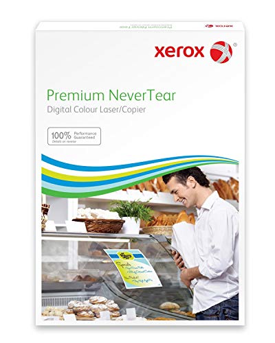 Xerox Premium NeverTear Kunststoffpapier 003R98058 - A4 210 x 297 mm, 160 g/m² - Spezialpapier für Laserdrucker und Kopierer - 100 Blatt - Weiß von Xerox