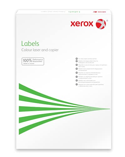 Xerox Farblaseretiketten weiss, A4, 34x64mm, 24 Etiketten pro Blatt, 100 Blatt pro Schachtel, 003R97524 von Xerox