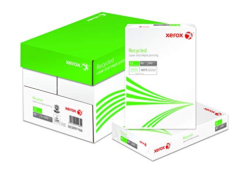 Xerox Recycled Papier 003R91166 - DIN A3 80 g/m² - Kopierpapier für Laserdrucker und Kopierer - aus 100% Altpapier - 1 Karton, 5 Pakete, 2.500 Blatt - Blauer Engel zertifiziert von Xerox