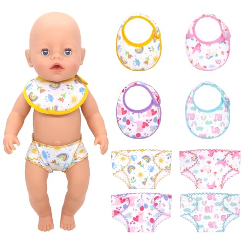 8 Pack Baby Puppe Zubehör Windeln Set, Puppe Kleidung Windeln und Lätzchen Puppe Kleidung Zubehör für 14 Zoll Puppe Mädchen Baby Puppen Dekoration Mädchen Geburtstag Geschenk, Sleepover Slumber Party von Xerteam