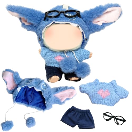 Xerteam Kleidung für 17cm Puppe, 4 Stück Blauer Hund Kopfbedeckung Pullover Hose Brille, Plüsch Puppe Zubehör Kleidungsset, Junge und Mädchen(Ohne Puppe) Xerteam Kleidung für 17cm Puppe, 4 Stück Blauer Hund Kopfbedeckung Pullover Hose Brille, Plüsch Puppe Zubehör Kleidungsset, Junge und Mädchen(Ohne Puppe) von Xerteam