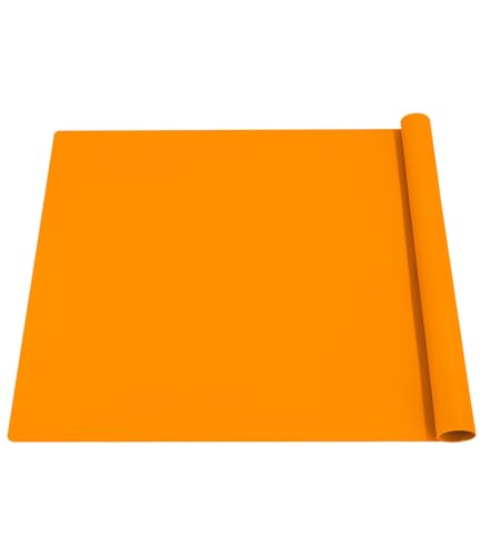 Silikonmatte Groß 70x50 cm, Silikonmatte für Epoxidharz, Bastelunterlage, Silikon Bastelmatte, Malunterlage für Kinder, Mehrzweck Antihafte Rutschfeste Silikon Unterlage, Platzset(Orange) von Xespis