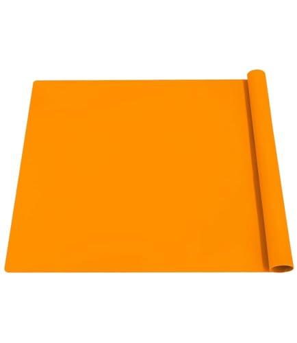 Silikonmatte Groß 70x50 cm, Silikonmatte für Epoxidharz, Bastelunterlage, Silikon Bastelmatte, Malunterlage für Kinder, Mehrzweck Antihafte Rutschfeste Silikon Unterlage, Platzset(Orange) von Xespis