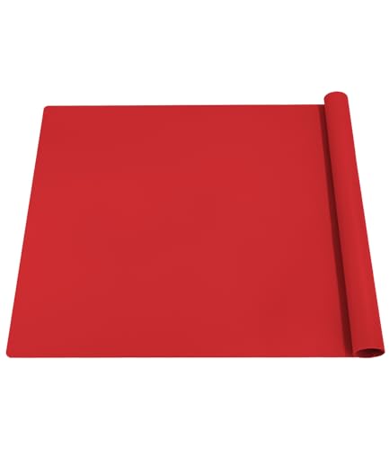 Silikonmatte Groß 70x50 cm, Silikonmatte für Epoxidharz, Bastelunterlage, Silikon Bastelmatte, Malunterlage für Kinder, Mehrzweck Antihafte Rutschfeste Silikon Unterlage, Platzset(Rot) von Xespis