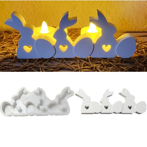 3 Stück Silikonform Ostern Hase, Silikonformen Gießformen Ostern, 3D Silikonform Hase Mit Liebe Gießformen Silikon, Silikonform Frühling Gießform Ostern Gips Zum Gießen Für Osterdeko von Xevinas