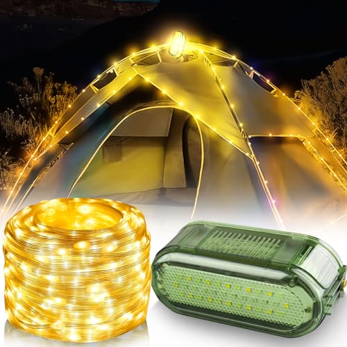 6.5 M Lichterkette Außen Batterie, 7 Modi Camping Lichterkette Aufrollbar, Lichterkette Akku Campinglampe Aufladbar IP44 Langlebig Und Wasserdicht USB Aufladung Gragbare Led Lichterkette (A) von Xevinas