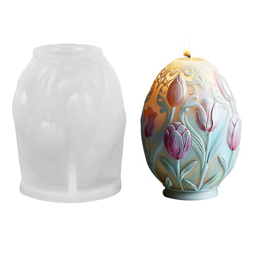 Silikonformen Gießformen Ostern, 3D Eierform Blume Silikonform Ostern Gießformen Silikon, Silikonformen Gießformen Frühling Ostereier Kerzenformen Zum Gießen Gips Zum Gießen Osterdeko (C) von Xevinas