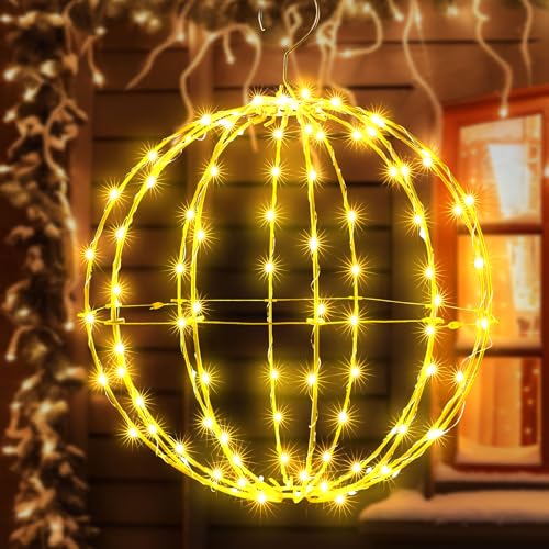 Weihnachtsbeleuchtung Außen Leuchtkugel Weihnachten, LED Christmas Lights 8 Modi, Wasserdichte Faltbare Weihnachtsdeko Aussen, Hängende Leuchtkugel Weihnachten Weihnachtsdeko Garten (20*20CM) von Xevinas