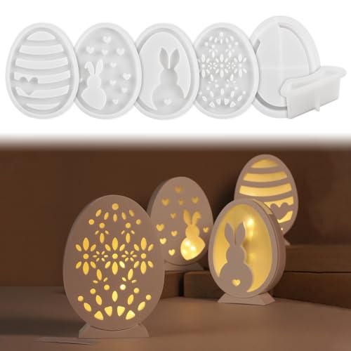 silikonformen gießformen ostern, 3D Silikonformen Ostern, silikonform hase osterkerzen eiform silikonform kerzenhalter Gips Ostern Hase Backform Hase Silikon DIY Giessform für Kerzen Handwerk (B) von Xevinas