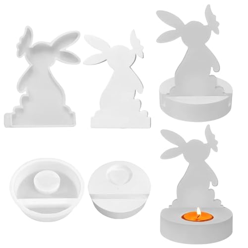 silikonformen gießformen ostern, 3D Silikonformen Ostern, silikonform hase osterkerzen eiform silikonform kerzenhalter Gips Ostern Hase Backform Hase Silikon DIY Giessform für Kerzen Handwerk (G) von Xevinas