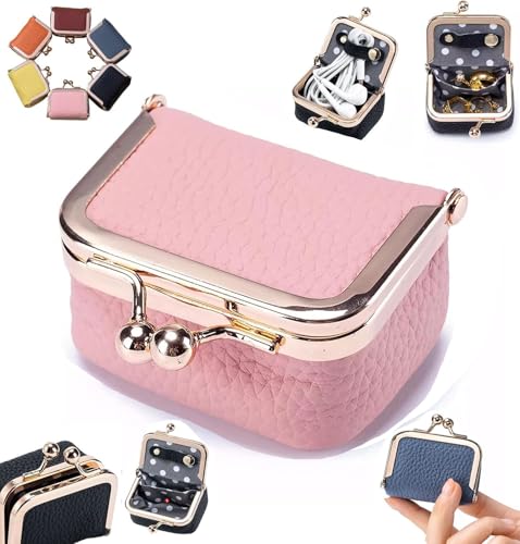 XiChiu Lilyrhyme Mini-Schmuckschatulle aus Leder, Mini-Schmuckschatulle, Mini-Reise-Schmucketui, Mini-Münzgeldbörse, Schmuck-Reiseetui für Ohrringe, Halsketten, Ringe, Armbänder (Rosa) von XiChiu