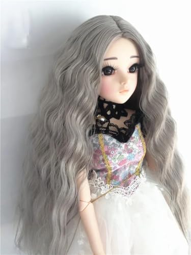 XiDonDon Nur Perücken 6-7" 7-8" 8-9" 1/3 1/4 1/6 BJD Perücke lockiges Haar für Dal Pullip BJD SD LUTS DOD Dollfie Puppenzubehör (Nur Perücken) (Grey,Head Circumference 18-19cm) von XiDonDon