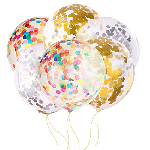 Große Ballons XXL, XiXiRan 6pcs Riesenluftballons 90cm, Luftballon Gross Rund, Große Latex Ballons 36 Zoll, Ballon Gross Durchsichtig, XXL Ballon Beige, Luftballon Gross zum Glitzer Gold/Silber/Bunt von XiXiRan