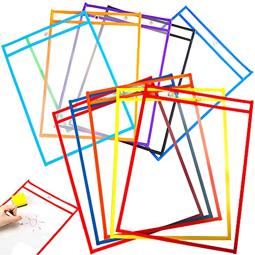 Dry Erase Taschen A4*10, XiXiRan Reusable Dry Erase Pockets, Trocken Abwischbare Taschen, Lern-Und Sammeltaschen, Mehrfarbige Trocken Abwischbare Taschen, Schul-, Büro-, Haushalts- und Schulbedarf von XiXiRan