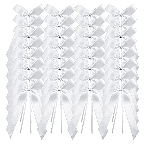 XiXiRan Autoschleifen Hochzeit, 100PCS Weiße Schleifen, Antennenschleifen, Schleifen Hochzeit Deko, Autoschleifen Autoschmuck, für Hochzeit Dekoration Feste Geschenk Party von XiXiRan