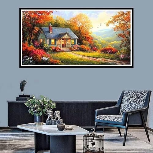 Diamond Painting Erwachsene Groß xxl Diamond Painting Herbst Diamond Painting Set, Diamond Painting Hütte DIY Diamond Painting Zubehör, Diamond Crystal Art für Home Wand Décor Geschenk 40x90cm-f1136 von Xiaboor