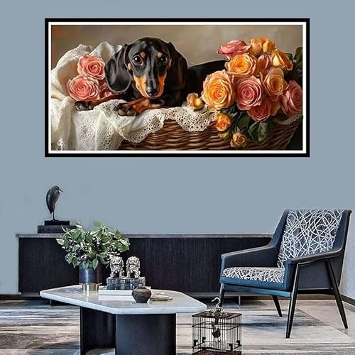 Diamond Painting Erwachsene Groß xxl Diamond Painting Hund Diamond Painting Set, 5D Diamond Painting Blume DIY Diamond Painting Zubehör, Diamond Crystal Art für Home Wand Décor Geschenk 40x90cm-f584 von Xiaboor