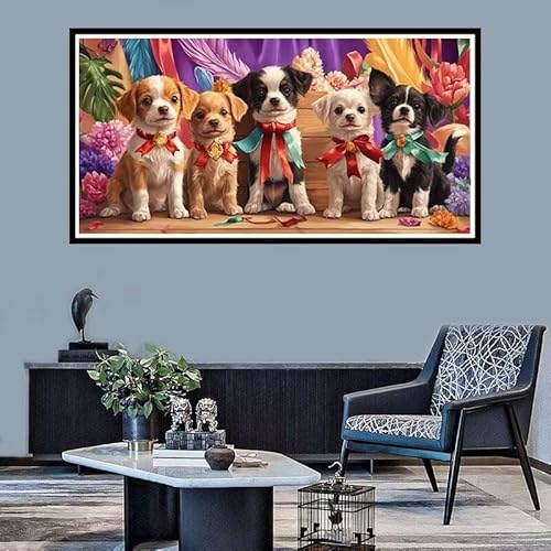 Diamond Painting Erwachsene Groß xxl Diamond Painting Hundetier Diamond Painting Set, Diamond Painting Blume DIY Diamond Painting Zubehör, Diamond Crystal Art für Home Wand Décor Geschenk 40x90cm-f590 von Xiaboor