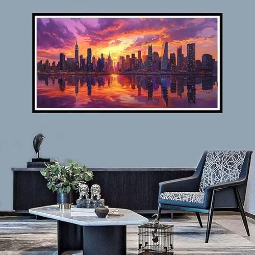 Diamond Painting Erwachsene Groß xxl Diamond Painting Meer Diamond Painting Set, 5D Diamond Painting Stadt DIY Diamond Painting Zubehör, Diamond Crystal Art für Home Wand Décor Geschenk 30x60cm-f592 von Xiaboor