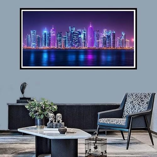 Diamond Painting Erwachsene Groß xxl Diamond Painting Meer Diamond Painting Set, 5D Diamond Painting Stadt DIY Diamond Painting Zubehör, Diamond Crystal Art für Home Wand Décor Geschenk 40x90cm-f593 von Xiaboor