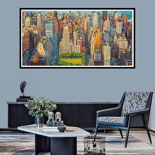 Diamond Painting Erwachsene Groß xxl Diamond Painting Retro Diamond Painting Set, Diamond Painting Stadt DIY Diamond Painting Zubehör, Diamond Crystal Art für Home Wand Décor Geschenk 100x200cm-f542 von Xiaboor