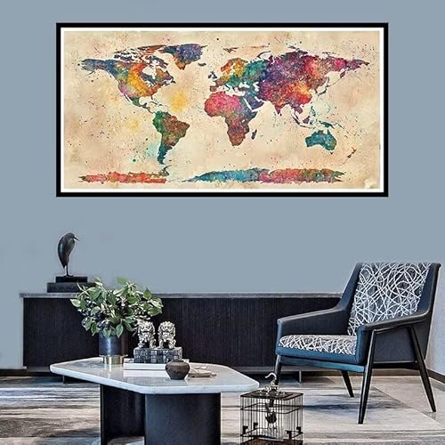 Diamond Painting Erwachsene Groß xxl Diamond Painting Retro Diamond Painting Set, Diamond Painting Weltkarte DIY Diamond Painting Zubehör, Diamond Crystal Art für Home Wand Décor Geschenk 30x60cm-f565 von Xiaboor