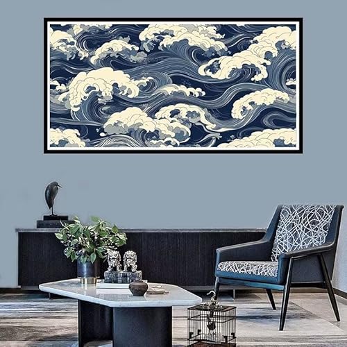 Diamond Painting Retro Diamond Painting xxl 40x80cm-Diamant Painting Wellen 5D Diamond Painting Set, DIY Cross Stickerei Malerei Kits Full Drill Diamant Painting Bilder, für Home Wand Décor -f548 von Xiaboor