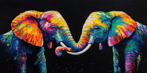 Malen Nach Zahlen Erwachsene Farbe Malen Nach Zahlen Kinder-AnfäNger, Malen Nach Zahlen Elefant Pinsels und Acrylfarbe, DIY Handgemalt Ölgemälde Knitterfreie Leinwand set Geschenkideen 100x50cm-y1091 von Xiaboor