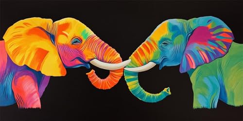 Malen Nach Zahlen Farbe Groß Malen Nach Zahlen xxl 120x60cm Elefant Malen-Nach-Zahlen Erwachsene DIY set mit 3 Pinseln und Acrylfarben, Kreativ Geschenke für Frauen Home Wand Décor, Ohne Rahmen-y1092 von Xiaboor