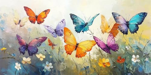 Malen Nach Zahlen ab 7 Jahre Mädchen, Schmetterling Malen Nach Zahlen Erwachsene Blume Paint by Numbers Kinder Teenager DIY Bastelset Erwachsene Leinwand Kit,Geschenke und Home Dekor 16x32 inch-y12 von Xiaboor