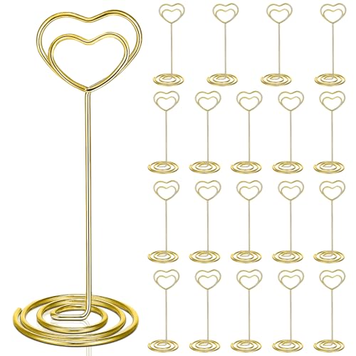 Xialvyu 20 Stück Herz Tischkartenhalter Gold Kartenhalter Mini Fotohalter Sitzetiketten Menükartenhalter Kartenhalter für Hochzeit, Restaurants, Party von Xialvyu