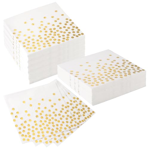 Xialvyu 60 Stück Servietten Gold Dots Goldene Servietten 33 x 33 cm Papierservietten Paper Napkins Einweg Cocktail Servietten für Geburtstag Party Hochzeit Feiertagsfeier Xialvyu 60 Stück Servietten Gold Dots Goldene Servietten 33 x 33 cm Papierservietten Paper Napkins Einweg Cocktail Servietten für Geburtstag Party Hochzeit Feiertagsfeier von Xialvyu